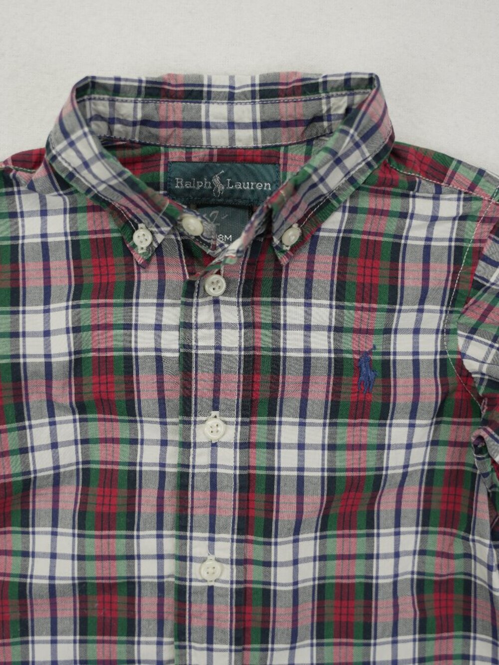 Polo Ralph Lauren Baby Button Shirt Classic Plaid Long Sleeve Multi Red 18M